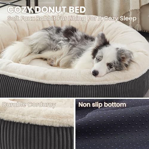 45 inches Calming Donut Dog Bed for Extra Large Dogs,Dark Grey