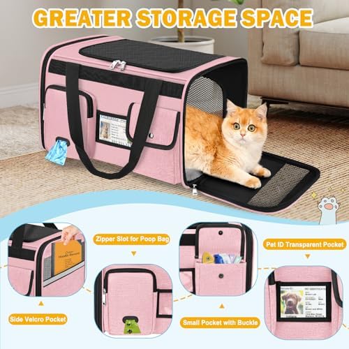 HUANLANG Large Cat Carrier Soft Sided Travel Pet Carrier Airline Approved