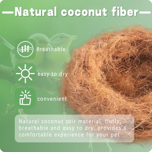Bird Nesting Material,100% Natural Coconut Fiber Bird Nest Bedding, 3.7oz,Safe&Soft Nesting Supplies for Hummingbirds, Canaries, Parakeets, Wild Birds | for Bird Cages, Nest Boxes, Outdoor Bird Houses