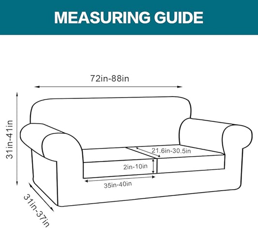 Turquoize 3 Piece Sofa Covers For 2 Cushion Couch Sofa Slipcover Soft Couch Cover For Dogs-Washable Sofa Furniture Covers With 2 Individual Cushion Covers, Feature Thick Fabric (2 Cushion Sofa, Brown)