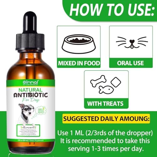 Natural Dog Antibiotics Supplement – Herbal Antibiotics Drops for Immune, Allergy & Skin Support – Itchy Skin, Ear & Hot Spot Relief – for All Breeds