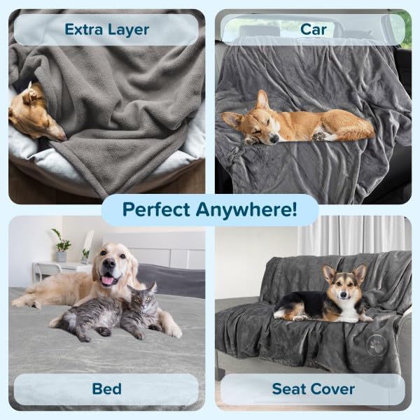 PETMAKER Waterproof Pet Blanket, Gray, 50” x 60”