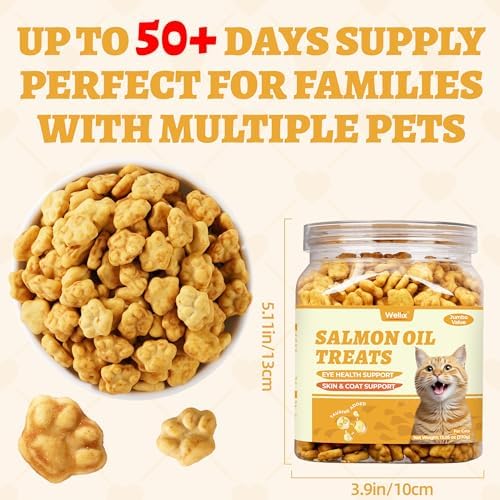 Wellix 13.05 oz Cat Treats with Salmon Oil & Omega-3, Skin and Coat Support
