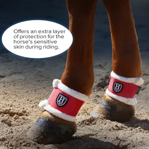 Harrison Howard Essential Premium Horse Pastern Wraps with Berber Fleece Lining Sold in Pairs Red