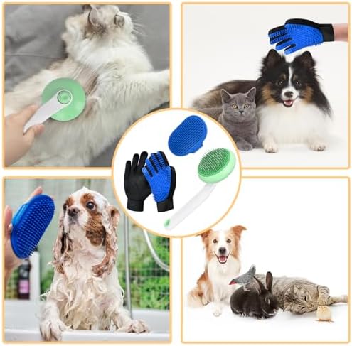 Cat Grooming Glove Brush, Self-Cleaning Slicker Pet Brush