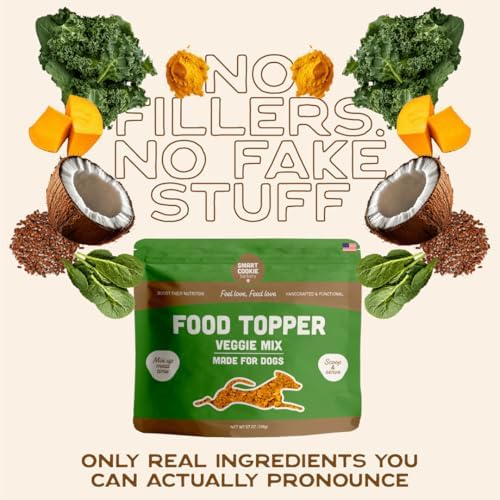 Smart Cookie Natural Dog Food Topper - Veggie - Dog Meal Mixer for All Ages - Vegan Food Topper for Picky Eaters and Boosting Nutrition - Non GMO, Made in The USA - 7 oz Bag (15 Day Supply)