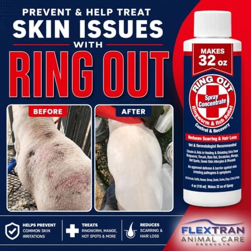 Ring Out - Control and Help Ringworm for Cats, Dogs, Sheep, Goats, Cattle, Horses, All Pets and Livestock Makes 32 oz. of Spray