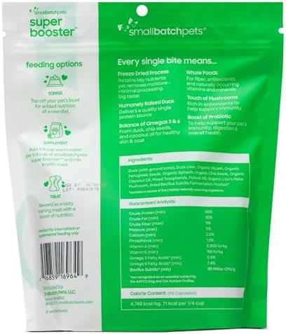 smallbatch Freeze Dried Dog Treat or Topper with Probiotics, Duck 7oz