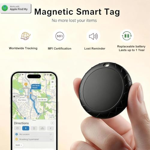 GPS Tracker for Elderly People, Real-Time GPS Tracking Device for Kids, Wearable Wristband & Keychain Design, No Monthly Fee/No SIM Card,for iOS Find My(A-MFi Certified) Long STBY,IP68 WP,Lightweight