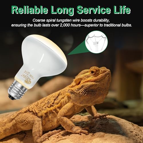 Pack of 4 Reptile Basking Light Bulbs - Incandescent 75W Simulated Sunlight UVA Heat Lamp Bulbs for Bearded Dragons, Geckos, Iguanas, Lizards, Amphibians & Small Pets