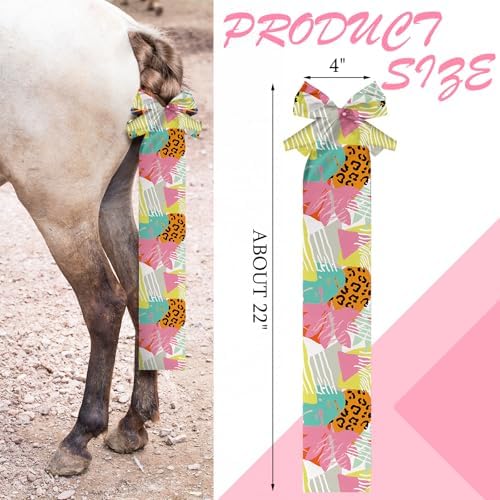 Eccliy 8 Pcs Horse Tail Bag Breathable Guard Stretchy 22" Slip on Horse Care Tail Wrap 2 Strand Closure Straps Grooming Supplies to Keep from Dirt Breakage Rubbing 8 Designs