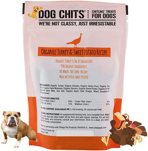 Dog Chits Turkey and Sweet Potato Soft Chew for Dogs - Dog and Puppy Chews | Made in USA | Organic Turkey | All-Natural Treats | Large & Small Breeds | Organic Sweet Potato | 4 oz.