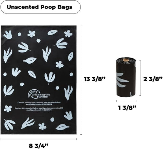 Best Pet Supplies Dog Poop Bags for Waste Refuse Cleanup, Doggy Roll Replacements for Outdoor Puppy Walking and Travel, Leak Proof and Tear Resistant, Thick Plastic - Black (Unscented), 300 Bags