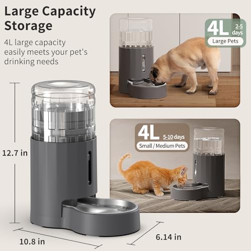 JUNSPOW Cat Water Dispenser and Stainless Steel Bowl