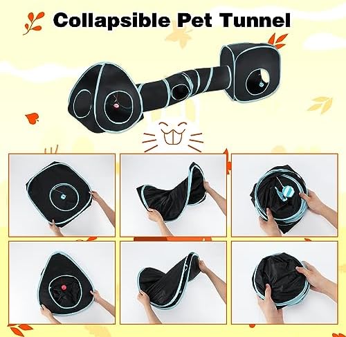 BWOGUE Bunny Tunnels & Tubes, 3-in-1 Collapsible Rabbit Hideout Toy Set