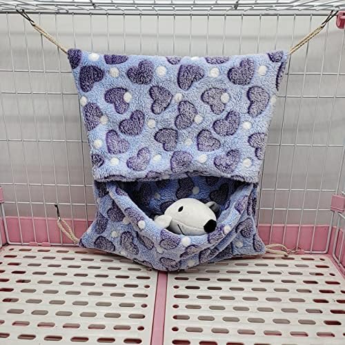 ISMARTEN Small Animal Hanging Hammock, Pet Hanging Nap Sack Sleep Bag Bed, Cage Hammock Beds for Ferret Guinea-Pig Sugar Glider Hamster Rat Mice Chinchilla Flying Gerbil and Squirrel (Purple)