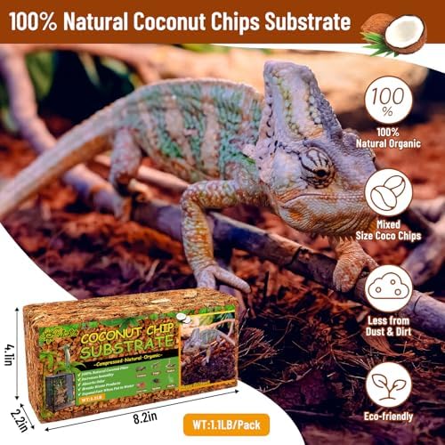 Riare 6Pack Coconut Husk Chip for Reptiles, 6.6 LB Coconut Fiber Substrate
