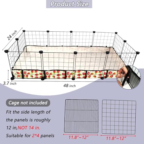 Guinea Pig Cage Liner,Washable Waterproof Oxford Cloth Cage Liners for Small Animals,Hamster Chinchilla Hedgehog Rabbit and Other Small Animals Not Include Cage(24x48 inches)