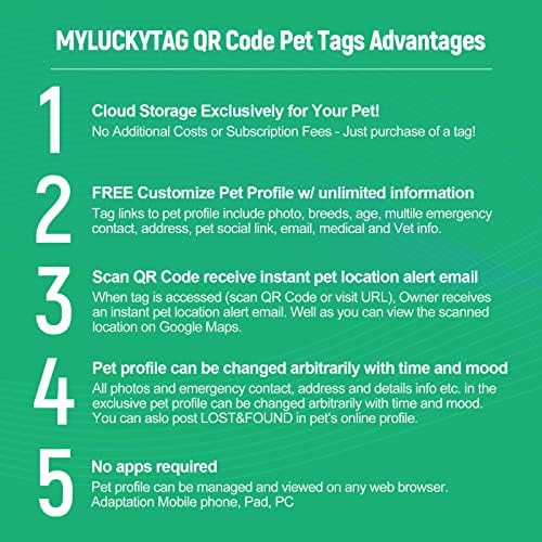 MYLUCKYTAG QR Code Dog Tags - Scan for Instant Pet Location Alert Email