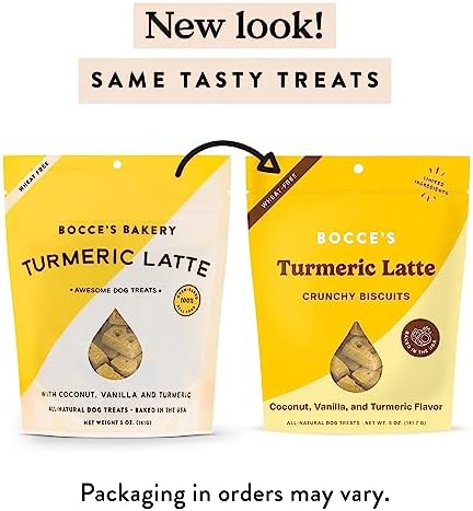 Bocce's Bakery Turmeric Latte Flavor Crunchy Biscuits Dog Treats, 5 oz