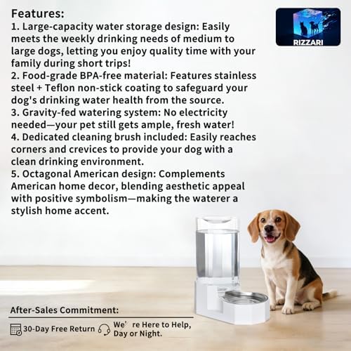 Sfozstra 8L Gravity Dog Water Dispenser:Stainless Steel Bowl