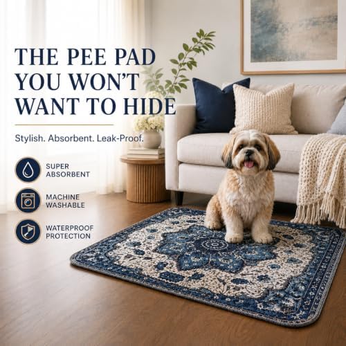 PUPIBOO Washable Pee Pads for Dogs and Cats - Super Absorbent Reusable Puppy Training Pads - 100% Waterproof, Leak-Proof & Non-Slip Whelping Pads for Pet Housebreaking