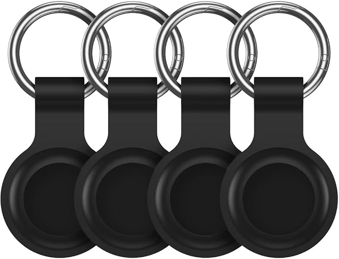 Compatible with AirTag Holder Case Keychain 4 Pack, for AirTag 1st & 2nd Generation Key Chain Ring Case Cover for Air Tag Holder GPS Tracker Item Air Tags Finders Air Tagholder for Kids,Bags,Luggages | Airtag Key Chain Ring Case Cover for Air Tag Holde...