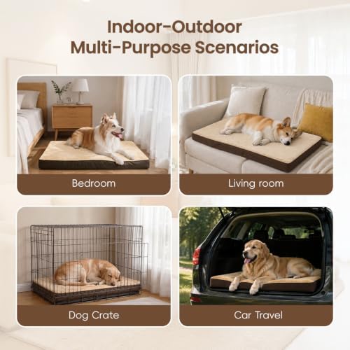 NUPIDA Waterproof Dog Bed for XXL Crate with Washable Cover, 47x29, Brown