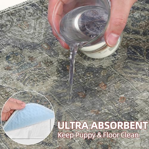 Mihachi Washable Pee Pads for Dogs, 2 Pack Super Absorbent Waterproof and Leak-Proof Reusable Puppy Potty Training Pads, Non-Slip Whelping Pee Pads Pet Mats for Floor,Playpen,Crate,Couch,Sage 24"x36"