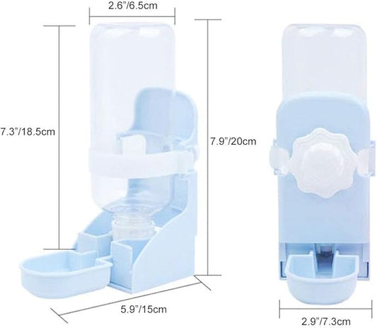 2Pcs 17oz Rabbit Water Feeder, Pet Cage Suspended Dispenser, Hanging Automatic Small Animal Water Bottle Bowl for Bunny Chinchilla Hedgehog Ferret Hamster
