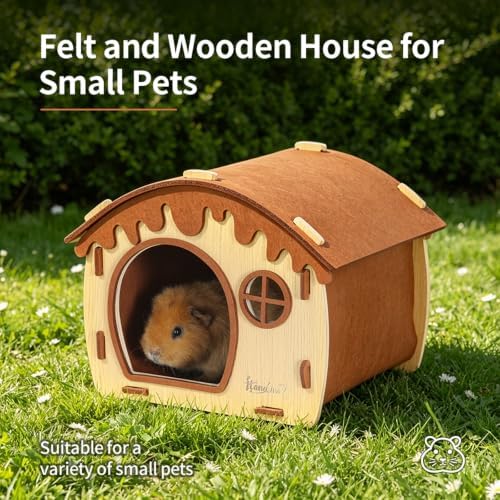 Wooden Guinea Pig Hideout Bunny House Rabbit Bed – Small Animal Habitat