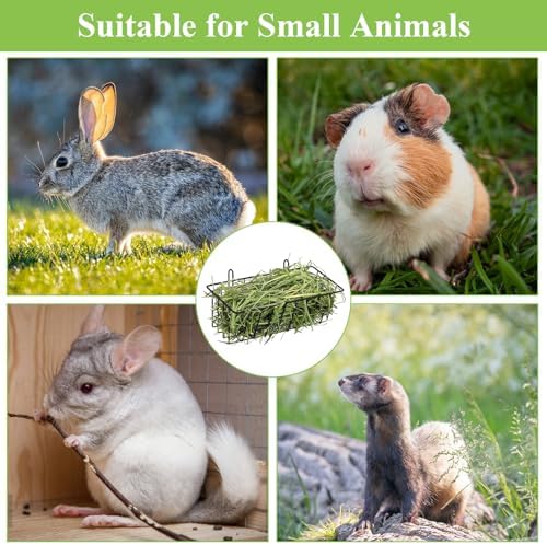 WOPPLXY 6 Pcs Rabbit Hay Feeder, Heavy Duty Metal Rabbit Hay Rack with Hooks, Bunny Hay Feeder Rack, Metal Rack Hay Holder for Rabbits Guinea Pigs, Small Animal Cage Accessories(9 x 4 x 2 Inch)