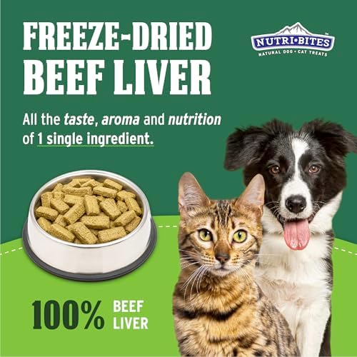 Nutri Bites Freeze Dried Beef Liver Dog & Cat Treats, Single Ingredient