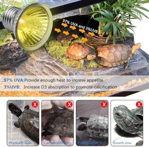 DOMICA Reptile Heat Lamp with 50W UVA UVB Light Bulb, Basking Spot Light Simulated Sunlight, Heating Lamp for Turtle, Lizard, Snake, Beared Dragon, Amphibians