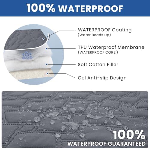 Waterproof Dog Bed Cover, Non-Slip Dog Blanket for Couch, Couch Covers for Dogs Washable, Pet Blanket for Furniture, Pet Bed Mat for Sofa, Car, Pet Supplies (52x82 Inch, Dark Grey)