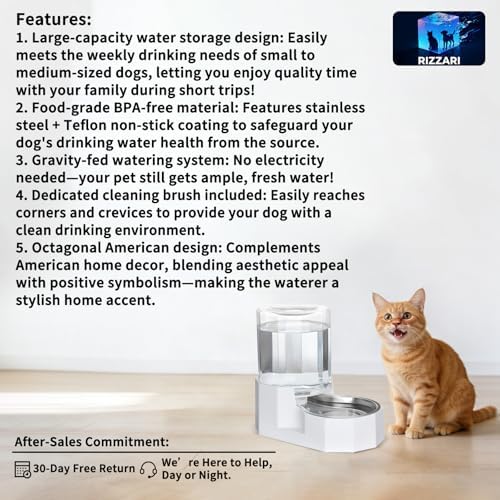 Sfozstra 4L Stainless Steel Gravity Water Dispenser:Cat Bowl