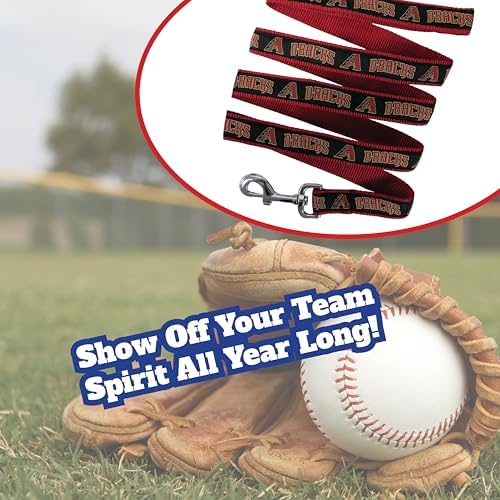 MLB PET Leash, Small, Arizona Diamondbacks Dog Leash, Baseball Team Leash for Dogs & Cats. A Shiny & Colorful Dog & Cat Leash with Emboridered Team Name/Logo Licensed by The MLB