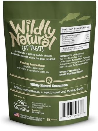 Wildly Natural Cat Treats, 2.5 Ounces, Salmon Flavor (Pack of 2)