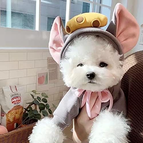 Pet Clothing Dog Transformation Frog Hoodie Autumn and Winter Warm Small Large Dog Method Dou Cat Bullfighting Clothes (Dark Gray Mouse,XL)
