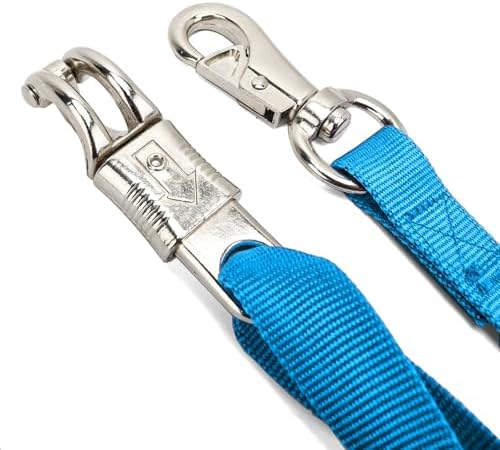 2PCS Cross Ties,Heavy Duty Adjustable Nylon Cross Ties for Horse Horse Trailer Tie with Panic Snap and Bull Snap,Adjustable Length from 44.5-78.5 Inch,Blue
