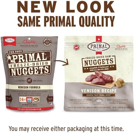 Primal Freeze Dried Raw Dog Food Nuggets, Venison, 5.5 oz