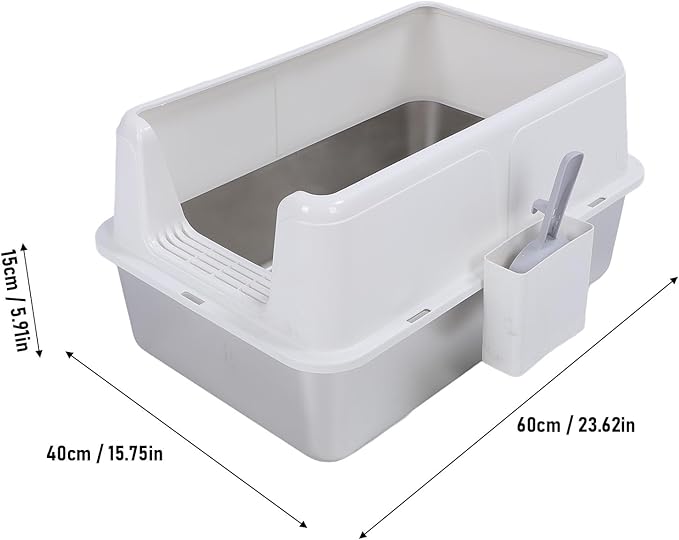Aramox Half Clad Stainless Steel Cat Bedroom with Metal with High Metal for Cats for Animal Owners and Their Like Friends Closed. (White)