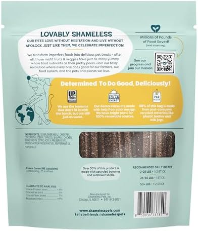 Shameless Pets Bone Broth, Banana & Mint Dental Chews for Dogs, 32 Chews