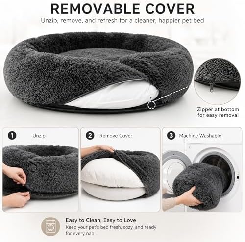 The Dog’s Bed Calming Donut Dog Bed, Machine Washable Removable Zip Cover
