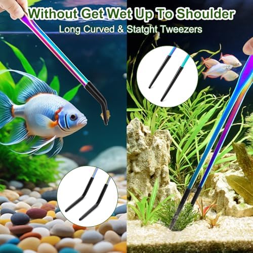 OLIISS Iridescent Reptile Feeding Tongs with Rubber Tips, 10.6", 2 Pack