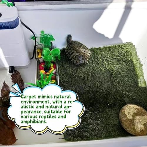 kathson 4pcs Reptile Carpet Terrarium Liner Tortoise Bedding Reptile Substrate Liner Mat Pet Cage Mats Supplies for Lizard Snake Bearded Dragon Gecko Chameleon Turtle Iguana (11.81 X 7.87 in)