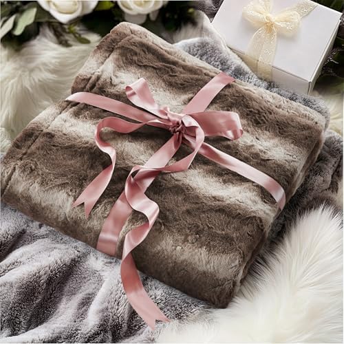 Madison Park Zuri Ultra Soft Faux Fur Twin Blanket Reversible, Brown
