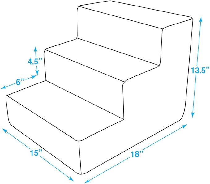 Best Pet Supplies Dog Stairs & Steps - Foam Steps for Small Dogs & Cats, Non-Slip Indoor Balanced Pet Step Support, Dog Ramp, No Assembly, Brown Linen, 3-Step (13.5-inch Height)