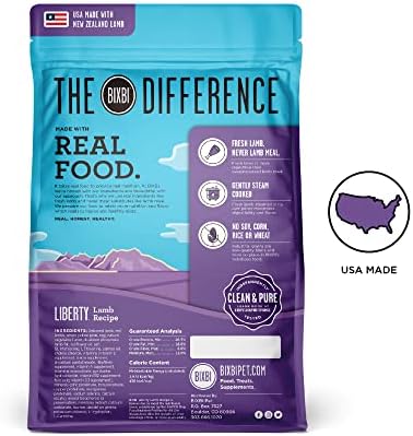 BIXBI Liberty Grain-Free Dry Dog Food, Lamb Recipe – Fresh Meat, High Protein, No Meat Meals – USA Made, 4 lbs