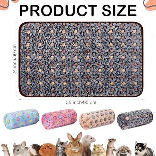 Reginary 4 Pcs Guinea Pig Fleece Cage Liners, Star Pattern, 35 x 24 Inch